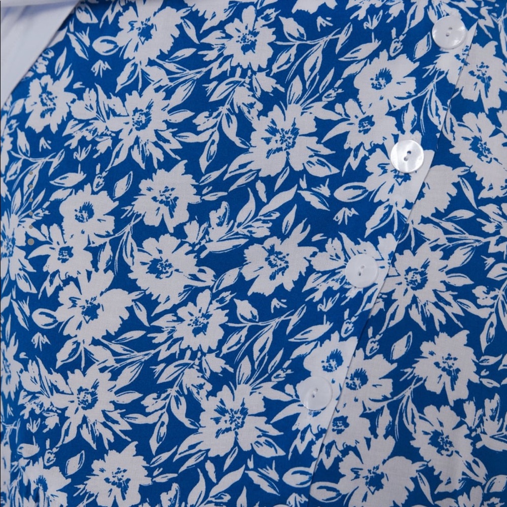 Zara midi blue and white floral skirt